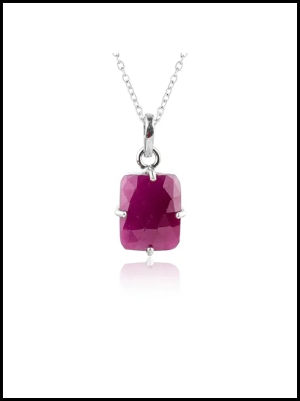 Natural Ruby Gemstone Pendant Necklace, 925 Sterling Silver Chain, Rose Cut